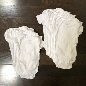 White onesies, NB and 0-3